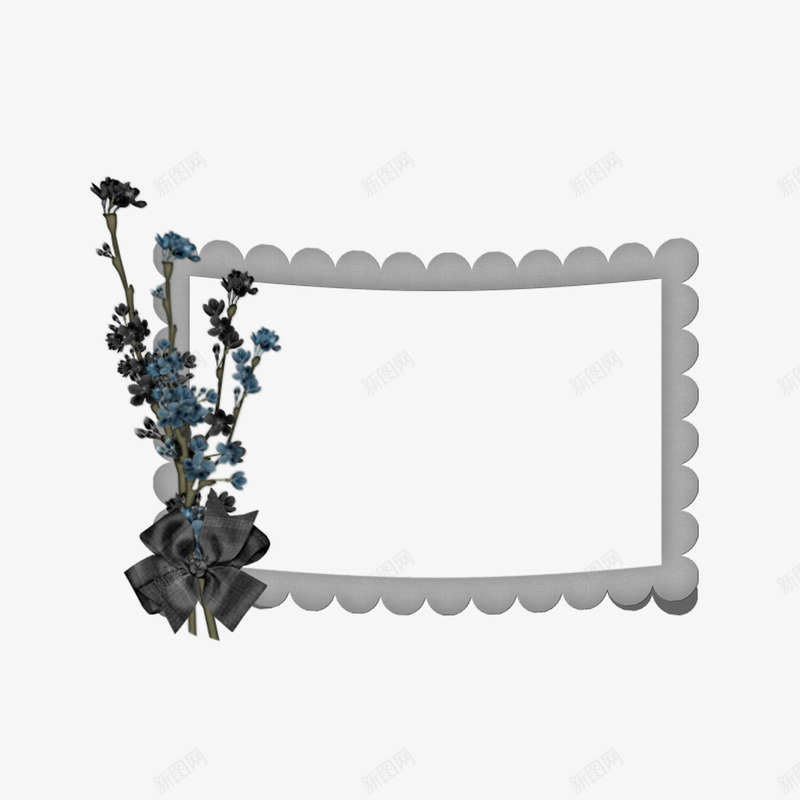 灰色框png免抠素材_新图网 https://ixintu.com 方框 灰色框 花朵