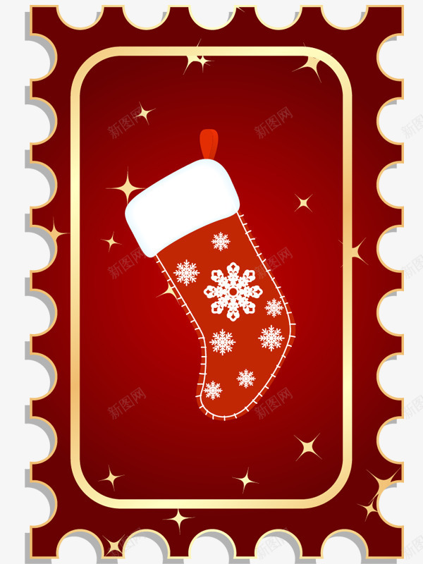 袜子圣诞邮票png免抠素材_新图网 https://ixintu.com 圣诞 圣诞袜 袜子 邮票