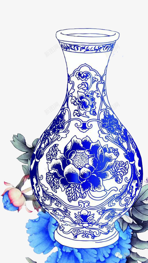 蓝色花纹中国风花瓶png免抠素材_新图网 https://ixintu.com 中国风花瓶 室内用花瓶 蓝色花瓶 蓝色花纹花瓶