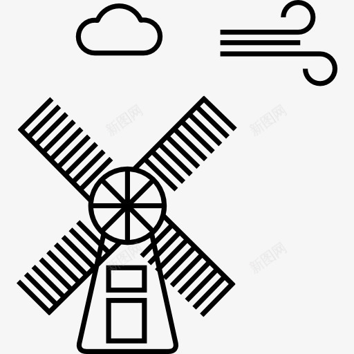 风车的风和云图标png_新图网 https://ixintu.com 云 建筑 磨 风 风车