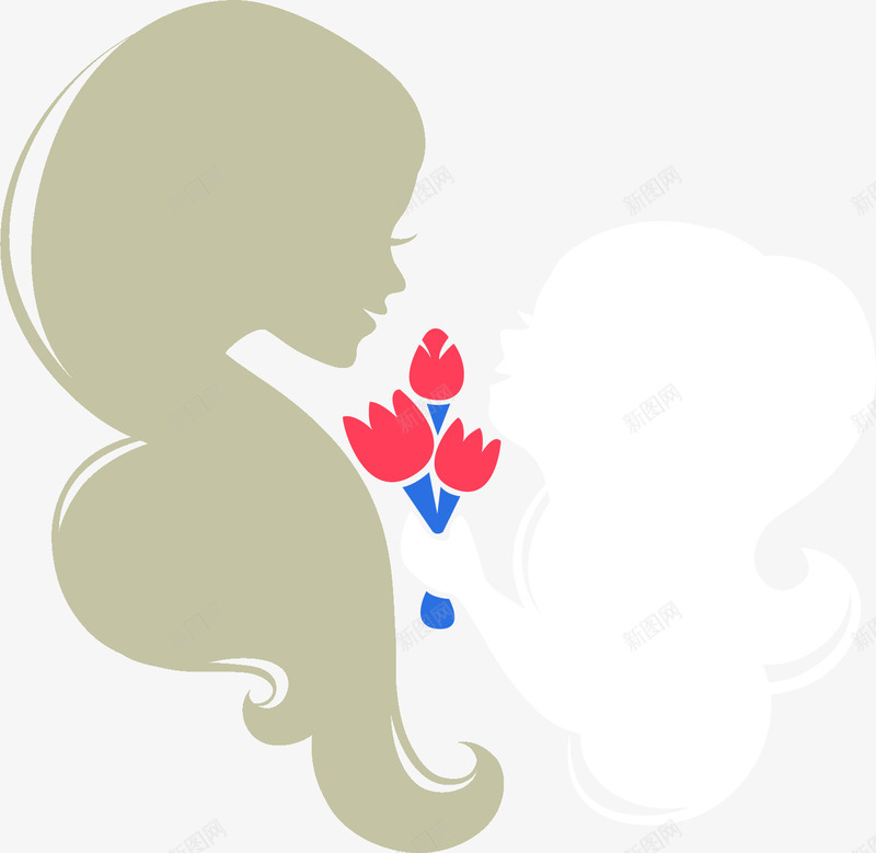 孕妇人物剪影花朵母亲节png免抠素材_新图网 https://ixintu.com 人物 剪影 孕妇 母亲节 花朵
