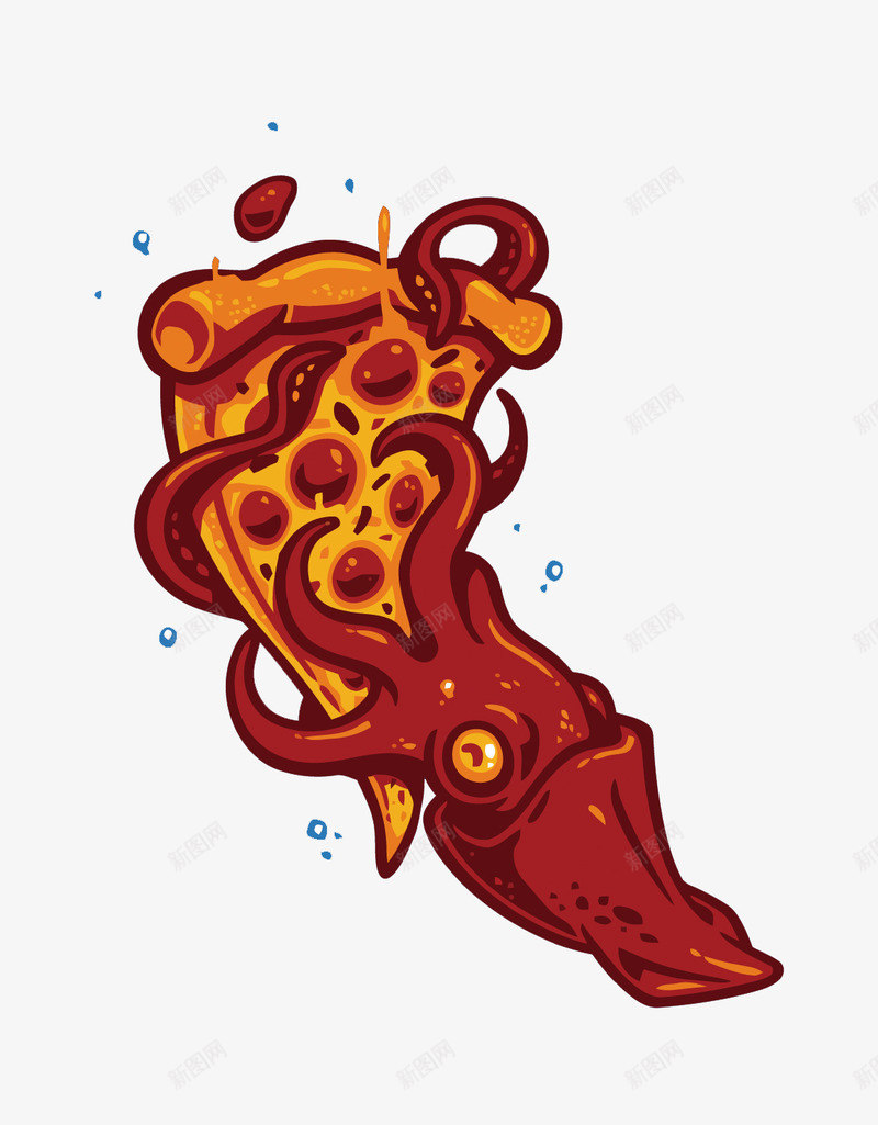 卡通披萨和章鱼png免抠素材_新图网 https://ixintu.com 卡通 手绘 披萨 披萨PNG矢量图 披萨免扣PNG图 矢量披萨 章鱼 红色