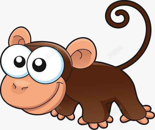卡通大眼长尾猴子图案png免抠素材_新图网 https://ixintu.com 卡通 图案 大眼 猴子 长尾