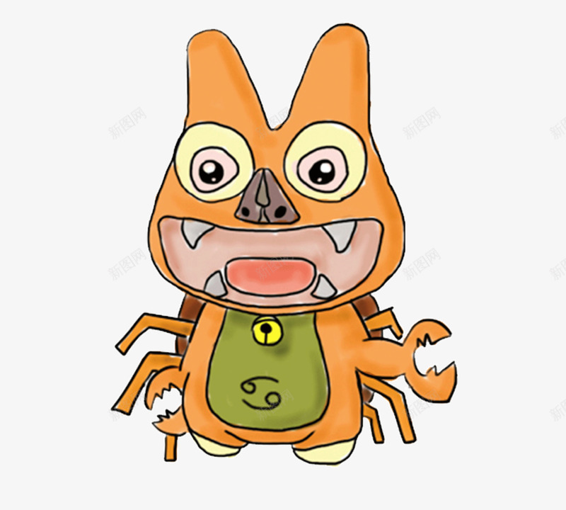 卡通巨蟹座png免抠素材_新图网 https://ixintu.com 创意 十二星座 卡通 巨蟹座 抽象 插画 螃蟹