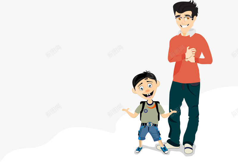 爸爸和儿子卡通图png免抠素材_新图网 https://ixintu.com 人物 儿子 卡通 父亲节 父亲节图案 父子 爸爸