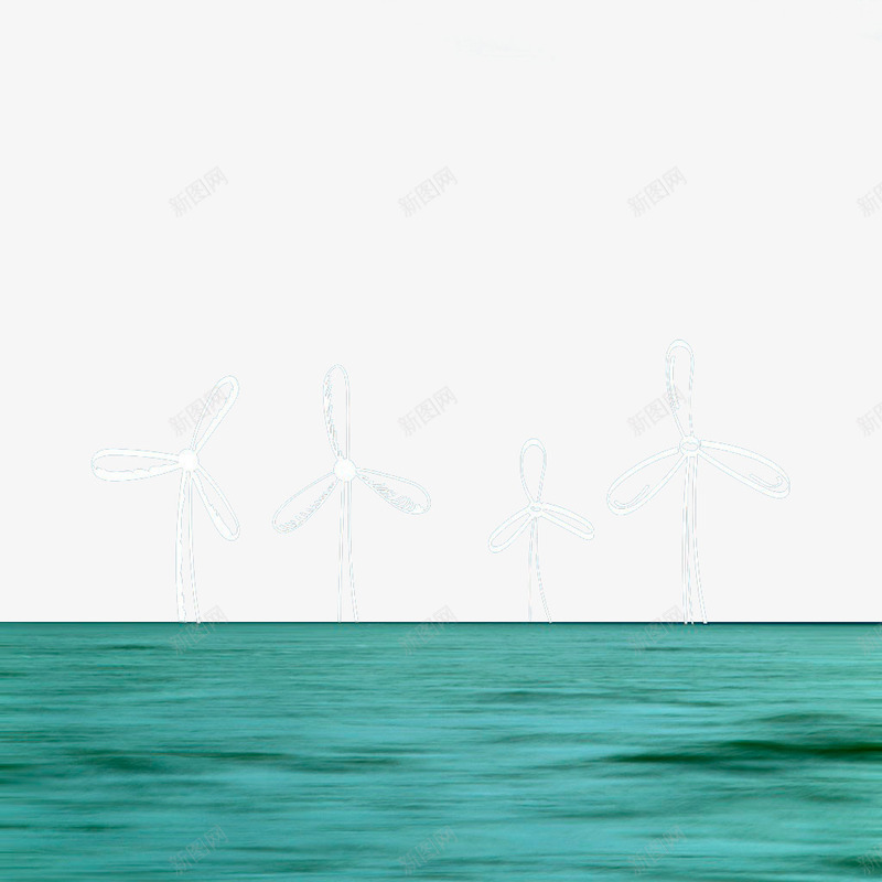 手绘白色风车png免抠素材_新图网 https://ixintu.com 发电 手绘 涡轮机 白色 风电 风能源 风车