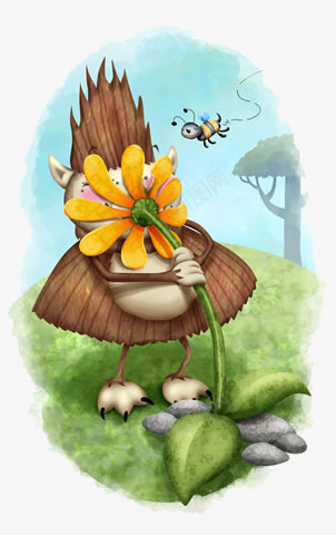 蜜蜂和花png免抠素材_新图网 https://ixintu.com 儿童插画 卡通 卡通人物 卡通动物 可爱 插画 故事插画 花 蜜蜂