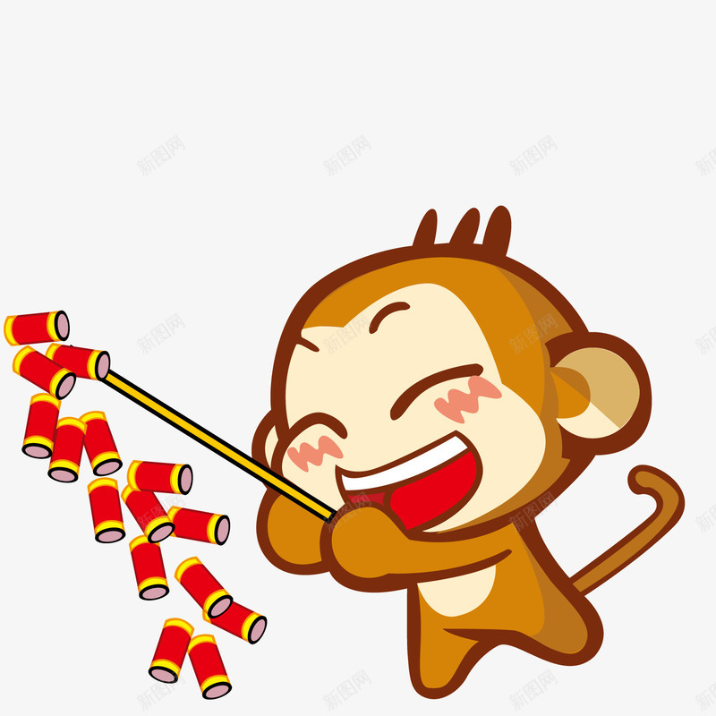 放鞭炮的猴子矢量图ai免抠素材_新图网 https://ixintu.com 大笑 猴子 鞭炮 矢量图