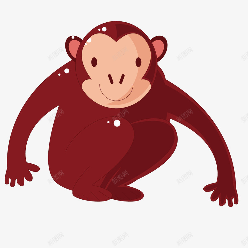 红色质感卡通动物猴子png免抠素材_新图网 https://ixintu.com 动物 卡通 猴子 红色 质感