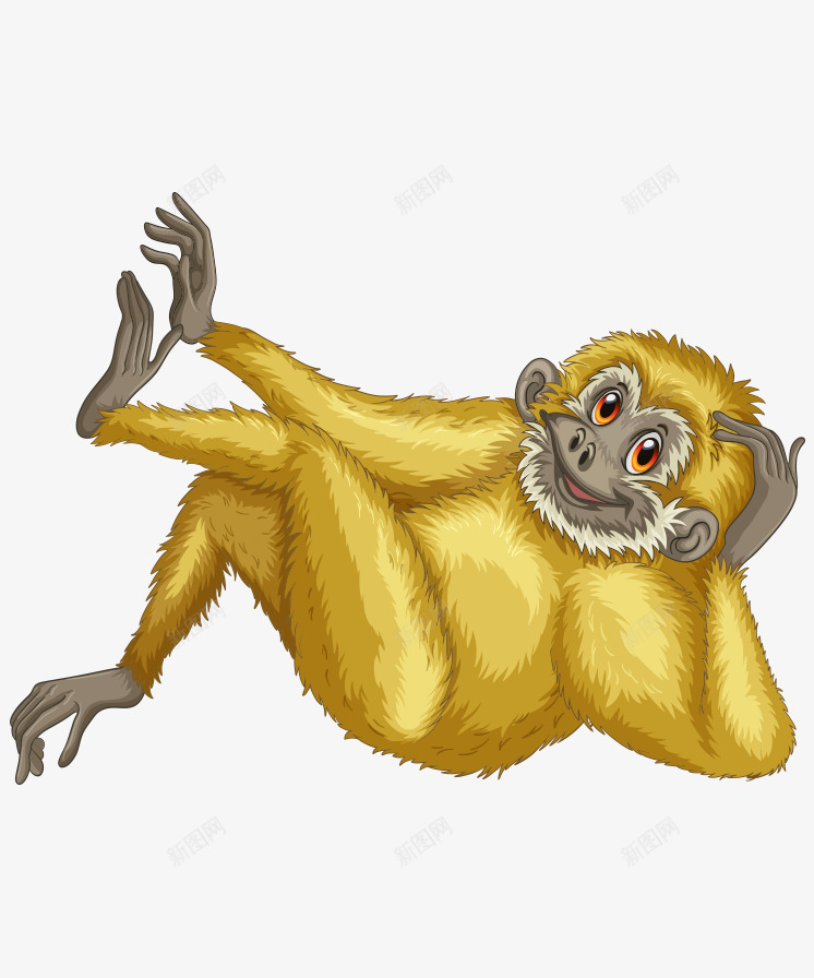 卡通手绘躺着猴子玩耍png免抠素材_新图网 https://ixintu.com 卡通的动物 平面猴子 手绘的猴子 玩耍的猴子 躺着的猴子
