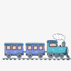 蓝色卡通火车装饰图案素材
