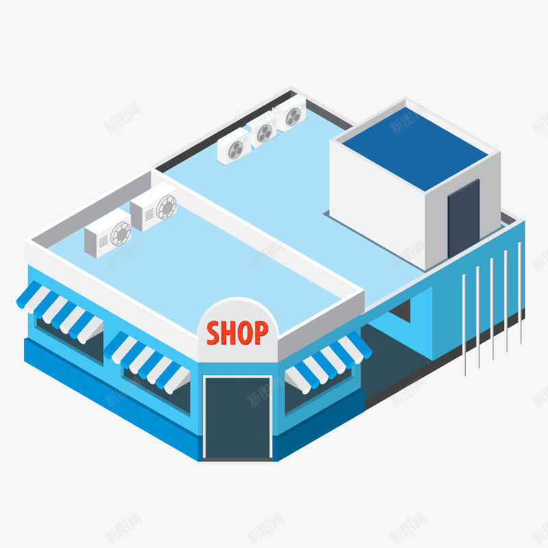 蓝色商店shop矢量图ai免抠素材_新图网 https://ixintu.com shop 商场 商店 蓝色 矢量图