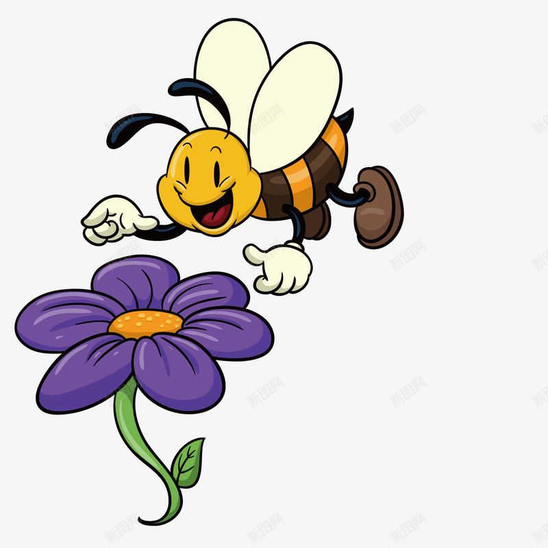 花朵上的蜜蜂png免抠素材_新图网 https://ixintu.com png图形 png装饰 卡通 花朵 蜜蜂 装饰