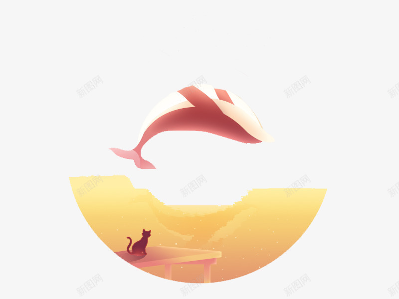 沙漠里的鲸鱼png免抠素材_新图网 https://ixintu.com 卡通 卡通插画 手绘 沙漠 鲸鱼