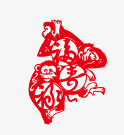 红色福禄寿猴子素材