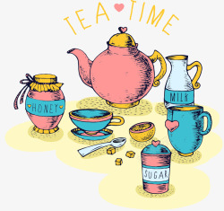 喝茶时间茶插画AI高清图片