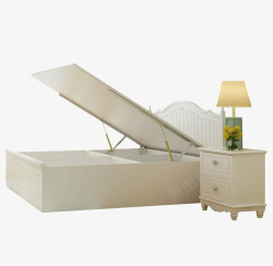 高箱储物单人床单人床储物白色婚床高清图片