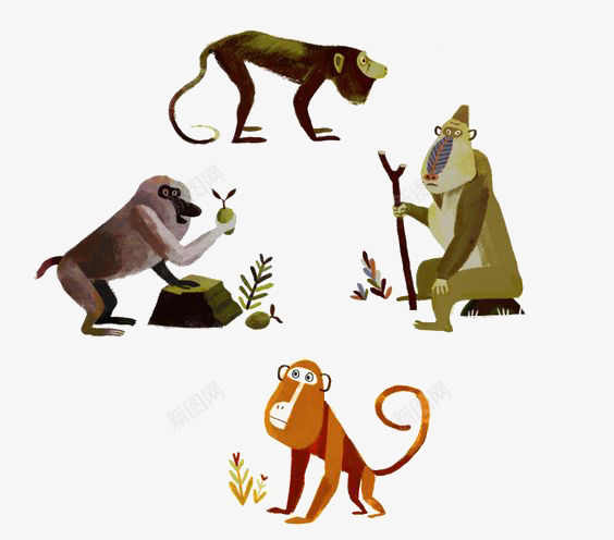 卡通狒狒png免抠素材_新图网 https://ixintu.com 卡通 手绘 插画 狒狒 猩猩 猴子