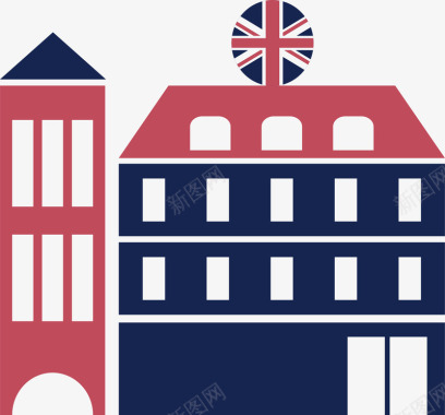 彩色钟楼不规则图形英国旅游装饰图标图标