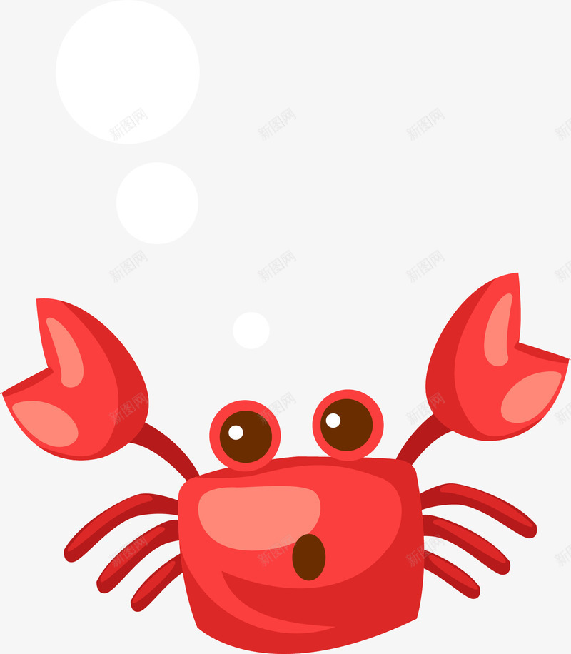 卡通红色螃蟹png免抠素材_新图网 https://ixintu.com 卡通 可爱 呆萌 简约 红色 螃蟹