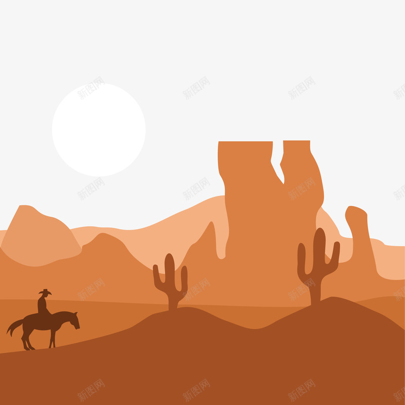 沙漠唯美png免抠素材_新图网 https://ixintu.com 仙人掌 卡通 唯美图片 手绘 沙漠