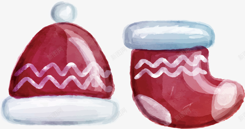 红色暖冬帽子袜子png免抠素材_新图网 https://ixintu.com 圣诞袜 暖冬 水彩帽子 矢量png 红色圣诞袜 红色帽子