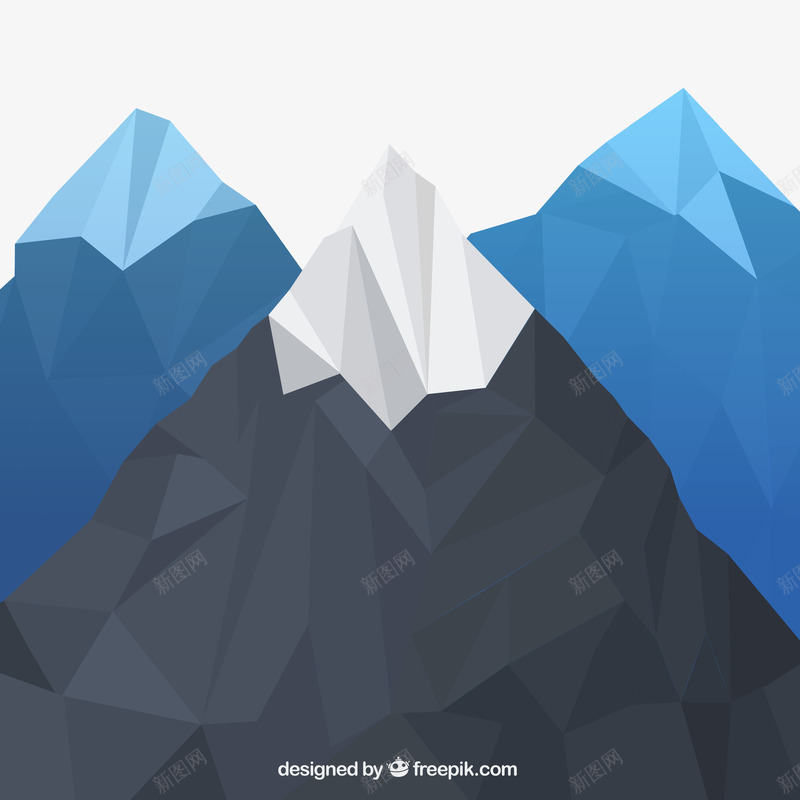 蓝色灰色雪山装饰图案png免抠素材_新图网 https://ixintu.com 几何雪山 壮观 灰色 蓝色
