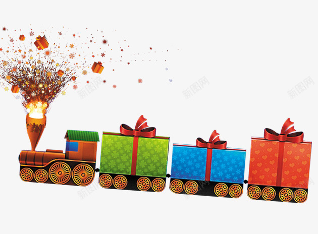 圣诞节小火车png免抠素材_新图网 https://ixintu.com 圣诞节 火车 礼物盒