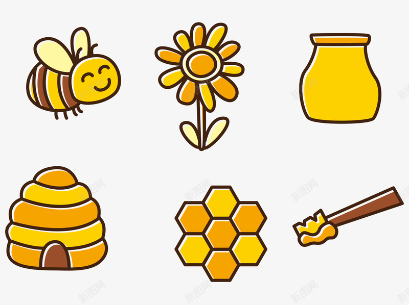 可爱卡通蜜蜂采蜜png免抠素材_新图网 https://ixintu.com 卡通 可爱 蜜蜂