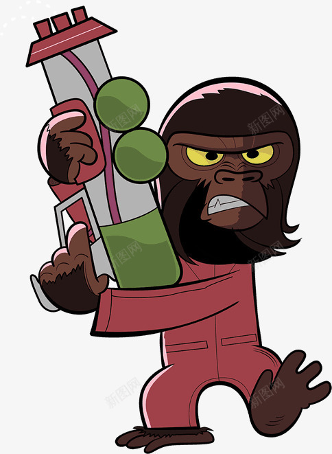 卡通猴子拿着水枪png免抠素材_新图网 https://ixintu.com 卡通 拿着 水枪 猴子