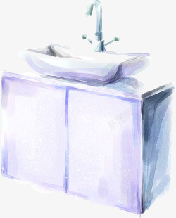水彩画洗手盆室内素材