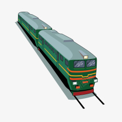 黑色绿皮火车铁道矢量图素材