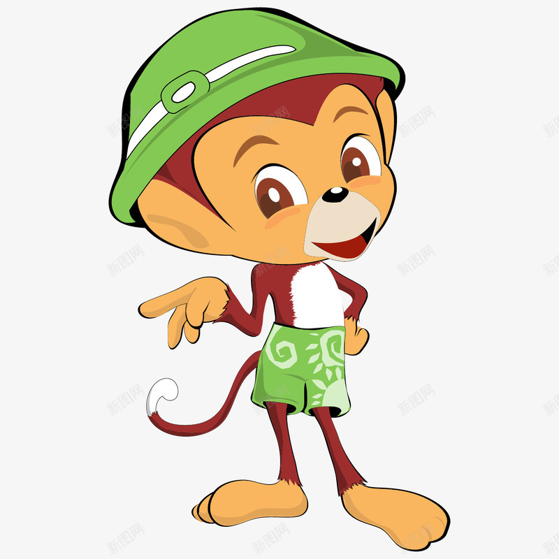 卡通戴绿帽子的动物可爱小猴子png免抠素材_新图网 https://ixintu.com 动物 卡通 可爱 小猴子 戴绿帽子