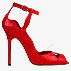 百搭高跟女鞋绑带马诺洛品牌女鞋红色高跟高清图片