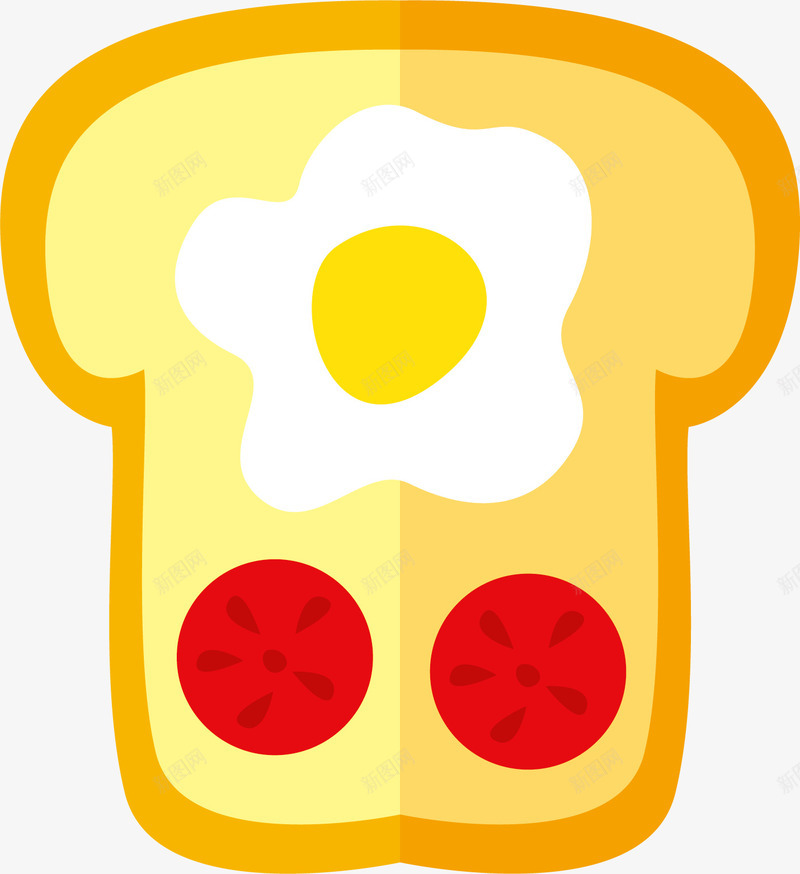 面包加蛋png免抠素材_新图网 https://ixintu.com 吐司面包 太阳蛋 手绘 描边 番茄 花边 蛋黄