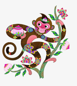 树枝猴子装饰素材