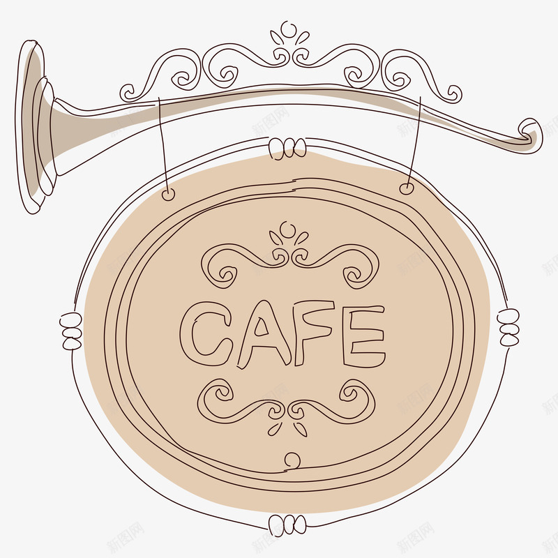 咖啡店吊牌素描画png免抠素材_新图网 https://ixintu.com 咖啡 咖啡吊牌 简图 简笔 素描画 线条 英文图案