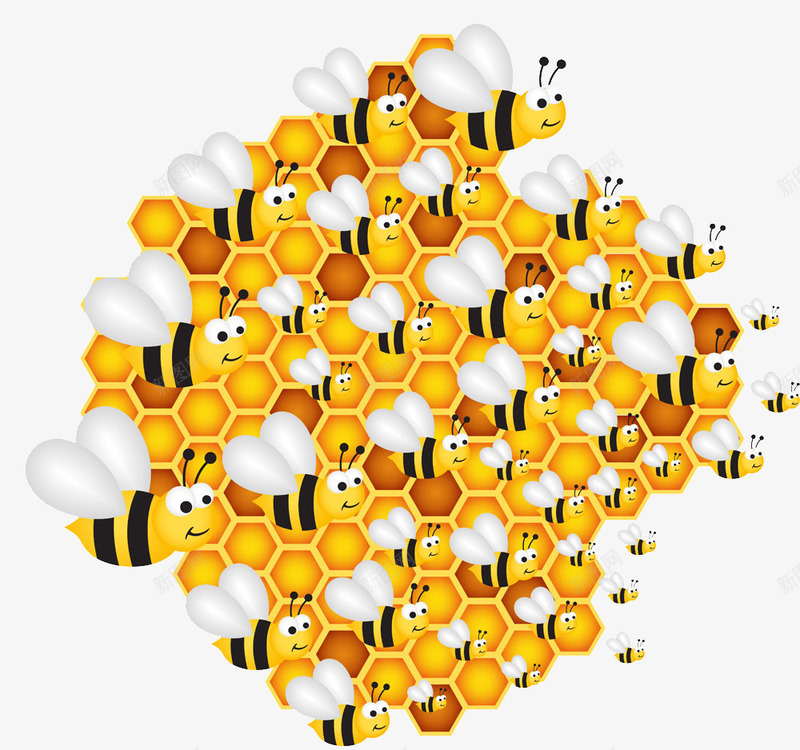 手绘蜜蜂蜂巢png免抠素材_新图网 https://ixintu.com 工蜂 手绘蜜蜂 蜂巢 蜜糖 蜜蜂