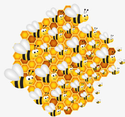 工蜂手绘蜜蜂蜂巢高清图片