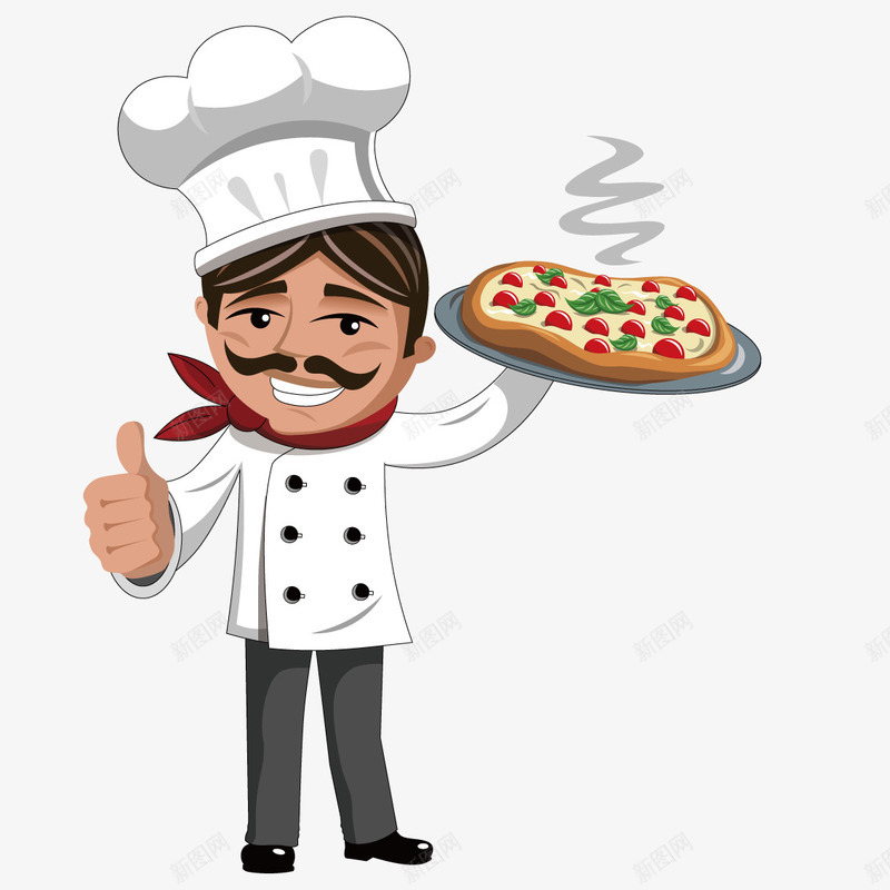 端着披萨的厨师png免抠素材_新图网 https://ixintu.com 厨师 披萨 金色流沙 餐饮