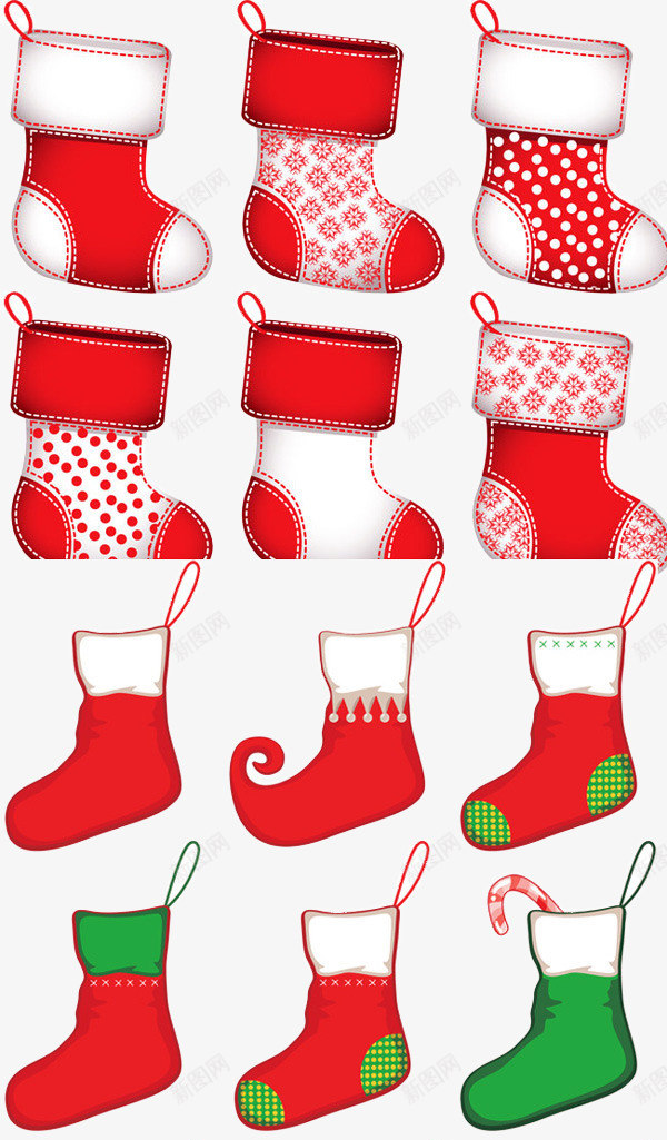 多款圣诞袜子集合png免抠素材_新图网 https://ixintu.com 圣诞节元素 圣诞袜 红色礼袜 节日 节日素材 袜子