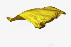 绸缎面料亮黄色飘在空中的布料高清图片
