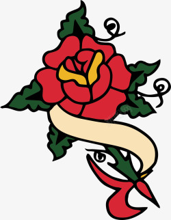 红色玫瑰纹身图矢量图素材