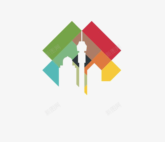 扁平化城市图标png_新图网 https://ixintu.com 创意城市 城市图标 彩色城市 繁华城市 高楼大厦