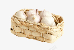 白色健康佐料篮子里面的大蒜头实素材