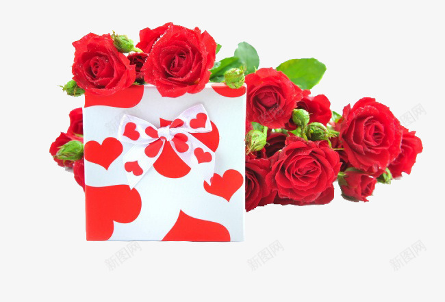 红玫瑰礼物盒png免抠素材_新图网 https://ixintu.com 产品实物 礼物盒 红玫瑰