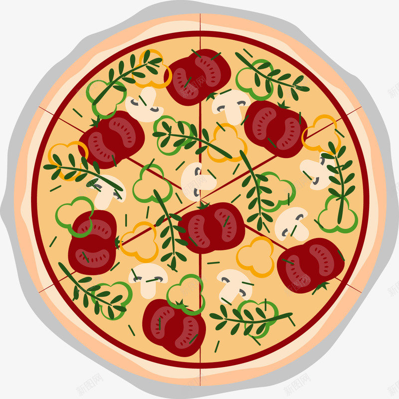 手绘卡通披萨png免抠素材_新图网 https://ixintu.com 俯视 卡通 手绘 披萨 美食