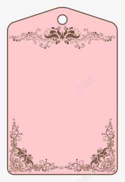 粉色花纹吊牌素材