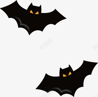 黑色的万圣节蝙蝠矢量图图标图标