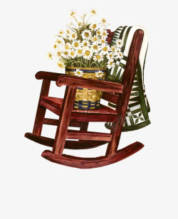 摇摇椅上的花盆素材